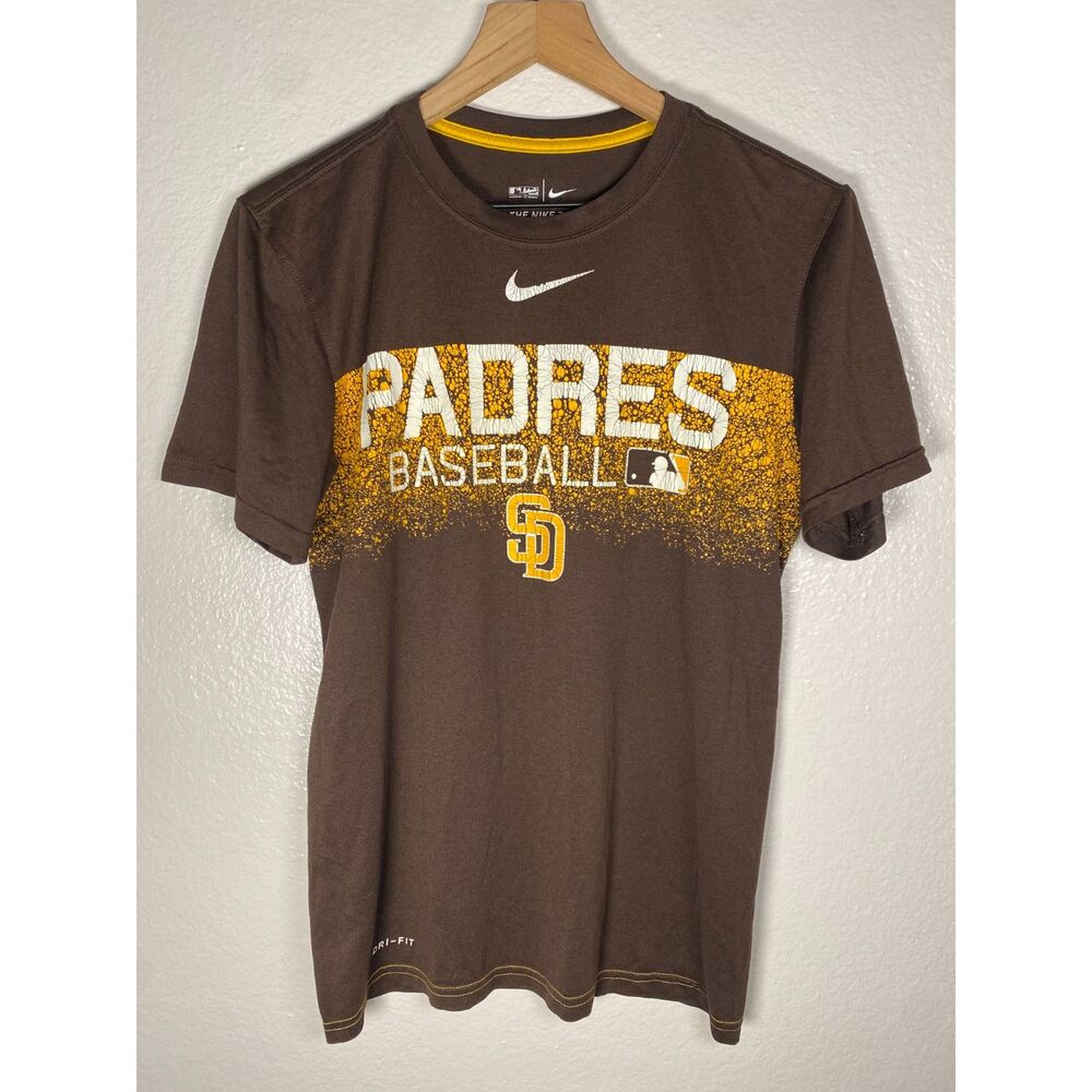 San Diego Padres Nike Shirt Mens Size S Brown Dri-Fit Authentic Collection Tee